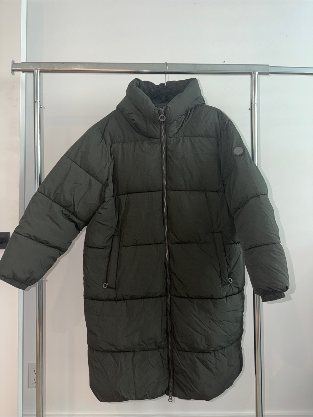 Noize Olive Green Long Puffer Coat
